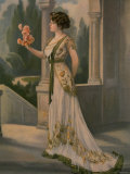 White Robe de Diner Trimmed in Green, Adorned with Gold Embroidery Designed by Zimmermann Premium Photographic Print by Felix 