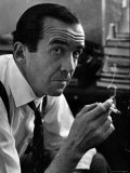 Broadcast Journalist Edward R. Murrow Smoking Cigarette Premium Photographic Print by Lisa Larsen
