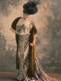 Mlle. Wilford Wearing Lace Trimmed Print Toilette de Ville Designed by Doucet Premium fotografisk trykk av Paul Boyer