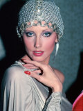 Actress Morgan Fairchild Wearing Mesh Hat Premium Photographic Print by David Mcgough