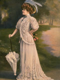 Mme. Germaine Gallois Wearing White Lace and Cut Work Robe de Ville Premium fotografisk trykk av Paul Boyer