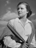 Actress Barbara Bel Geddes Standing Against the Wind for Her Portrait Premium Photographic Print by Loomis Dean