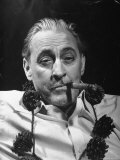 John Barrymore Wearing Pine Cone Necklace While Smoking Cigar in Scene from "My Dear Children" Premium Photographic Print by Bernard Hoffman
