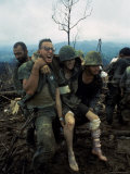 American Marines Aid a Wounded Comrade During Intense Battle for Hill 484 Premium Photographic Print by Larry Burrows