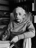 Famed Scientist Albert Einstein in His Study at Home Premium Photographic Print by Alfred Eisenstaedt