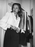 Actress Lauren Bacall at Gotham Hotel Premium Photographic Print by Nina Leen