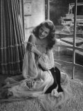 Actress Rita Hayworth Wearing Nude Souffle Negligee in movie "Gilda" Premium Photographic Print by Bob Landry