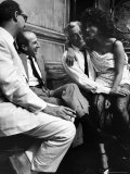 Sophia Loren Sitting on Director Vittorio de Sica's Lap During Filming "Marriage, Italian Style" Premium Photographic Print by Alfred Eisenstaedt
