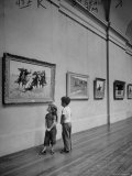 Children Look up at Cowboy Painting Hanging in the Main Gallery of the Houston Museum of Fine Art Photographic Print by Dmitri Kessel Children Look up at Cowboy Painting Hanging in the Main Gallery of the Houston Museum of Fine Art Photographic Print by Dmitri Kessel