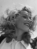Wind Blown Smiling Portrait of English Actress Phyllis Calvert During Filming "My Own True Love" Premium Photographic Print by Loomis Dean
