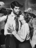 Actors Jeanne Moreau and George Hamilton Shooting Film Premium Photographic Print by Ralph Crane
