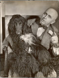 Britain's Top Journalist Vladimir Poliakoff aka "Augur," Posing with His Beloved Afghan Hound Premium Photographic Print by Margaret Bourke-White