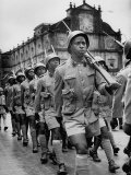 Portuguese Troops, West African Rank and File, Marching Away from Church of Born Jesus, After Mass Premium Photographic Print by James Burke