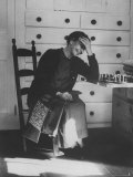 Sister Mildred Barker Consumed with Mirth While Sewing in Sewing Room Premium Photographic Print by John Loengard