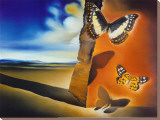 Landscape with Butterflies Stretched Canvas Print by Salvador Dalí