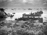 Coast Guard Manned Navy Landing Craft Disgorging Equipment and Supplies Occupying Japanese Forces Premium Photographic Print