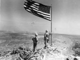 Pair of American Marines Survey View from Atop Mt. Suribachi Two Days After the Famous Flag Raising Photographic Print