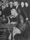 Alexander Graham Bell Inaugurating the New York Chicago Telephone Line While Others Look On Premium Photographic Print
