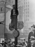 Automotive Union Member Watches from Private Perch During Mass Strike Demonstration Premium Photographic Print by William Vandivert