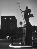 Fountain in Victoria Street with Figure of Neptune Standing Practically Unscathed After Bombings Premium Photographic Print by Hans Wild