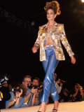 Model Cindy Crawford on Fashion Show Runway Premium Photographic Print Model Cindy Crawford on Fashion Show Runway Premium Photographic Print
