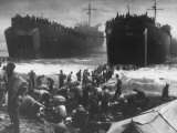 Coast Guard Manned LSTs Opening Their Great Jaws in Surf That Washes on Leyte Island Beach Premium Photographic Print