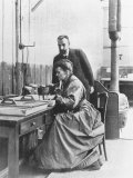 Chemists Pierre Curie and Wife Marie Curie in Their Laboratory Premium Photographic Print