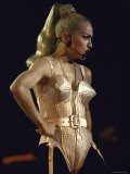 Pop Star Madonna Wearing Conical Bustier While Performing Onstage Premium-Fotodruck von Kevin Winter