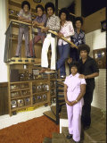 Jackson Five Michael, Marlon, Tito, Jermaine, Jackie and Parents Mr. and Mrs. Joseph Jackson Premium Photographic Print by John Olson