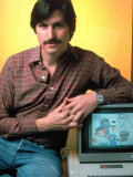 Portrait of Apple Co Founder Steve Jobs Posing with Apple Ii Computer Premium Photographic Print by Ted Thai