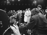 Muhammad Ali Speaking to the Press before His Fight against Joe Frazier Premium Photographic Print by John Shearer