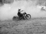Young Men Racing Motorcycles on Track, Near Detroit, Michigan Premium Photographic Print by John Shearer
