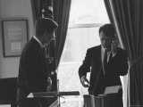 President John F Kennedy and Brother, Attorney General Robert F. Kennedy During the Steel Crisis Premium Photographic Print by Art Rickerby