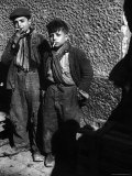 Ragged, Filthy, Poverty Stricken, Street Boys Smoking Cigarettes Begged from American Soldiers Premium Photographic Print by George Rodger
