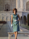 First Lady Jackie Kennedy Standing on the Grounds of the Taj Mahal During Visit to India Premium Photographic Print by Art Rickerby