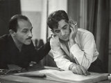 Composer Marc Blitzstein with Conductor/Composer Leonard Bernstein Studying Score of Blitzstein Lámina fotográfica de primera calidad por W. Eugene Smith