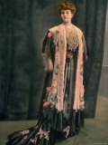 Woman Modeling a Black Robe de Ville with White Lace and Chantilly Designed by Beer Premium Photographic Print by Reutlinger 