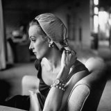 Model Wearing Dusting Cap of Calico on Felt Base Wraps Head Like Housewife's scarf Photographie par Gordon Parks