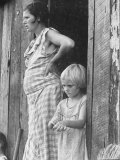 Pregnant Sharecropper's Wife Standing in Doorway of Wooden Shack with Daughter, the Depression Premium Photographic Print by Arthur Rothstein