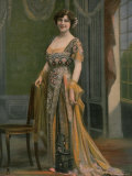 Mlle. Lely Modeling an Ornately Embroidered and Beaded Robe du Soir by Paquin Premium Photographic Print by Paul Nadar