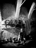 Pablo Picasso Drawing a Centaur in the Air with a Flashlight at Madoura Pottery Premium Photographic Print by Gjon Mili