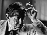 Poet, W. H. Auden, Sitting in Library at Home Premium Photographic Print by Harry Redl
