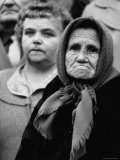Lady Standing Among Crowd of People Demonstrating During 50th Anniversary of Czechoslovakia State Premium Photographic Print by Harry Redl