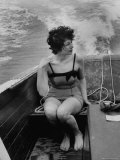Princess Soraya Sitting on a Boat During Her Vacation Reproduction photographique sur papier de qualité par Gordon Parks