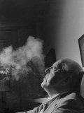 Portrait of Architect Mies Van Der Rohe Exhaling Smoke Premium Photographic Print by Frank Scherschel