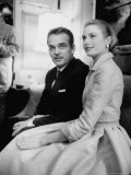 Prince Rainier III with Actress Grace Kelly at the Announcement of Their Engagement Premium Photographic Print by Howard Sochurek