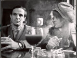 Film Director Francois Truffaut with Actress Julie Christie During Filming of "Fahrenheit 451." Reproduction photographique sur papier de qualité par Paul Schutzer