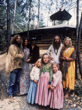 Family of Mystic Arts Commune Members in Front of Home They've Lived in for over One Year Photographic Print by John Olson