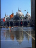 People Walking Through a Flooded Piazza San Marco Photographic Print by David Lees