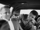 Boxer Muhammad Ali Clowning Around with His Trainer Bundini Brown Premium Photographic Print by John Shearer